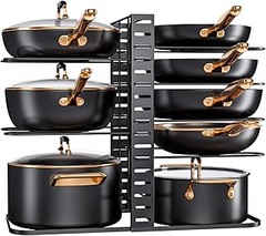 Guía de instalación para organizadores de sartenes en la cocina