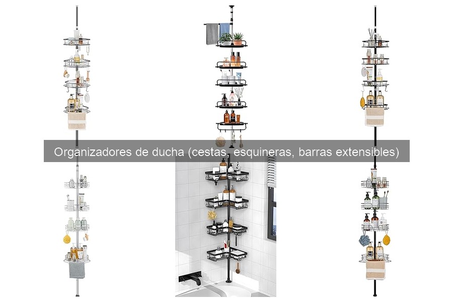 Tipos de organizadores de ducha: cestas, esquineras y más